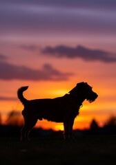 Sunset Silhouette: Dog's Serene Evening