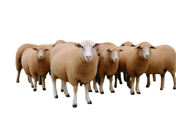 A white lamb, a young farm mammal, stands on a plain white background, common in agriculture and livestock photography