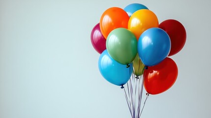 A Bunch of Colorful Balloons Against a Light Blue Background