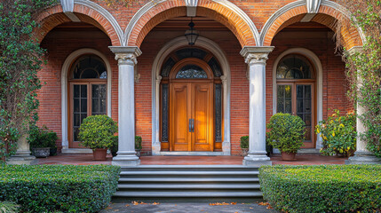 Fototapeta premium Architectural scenes in Georgiaâ€™s public spaces show historic doors, arches, and entryways of old buildings