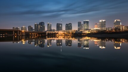 Obraz premium City Skyline Reflection.