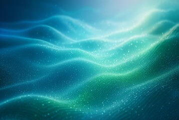 Obraz premium Ethereal Ocean Waves Captured in Vibrant Turquoise and Emerald Hues, Flowing Gently Under the Soft Glow of Ambient Light