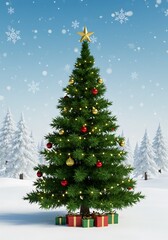 Fototapeta premium Winter Wonderland: A Festive 3D Christmas Tree