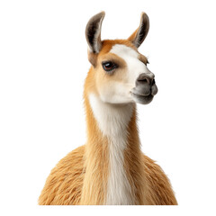 Obraz premium Curious llama observing its surroundings in a natural environment wildlife photography, isolated on transparent background
