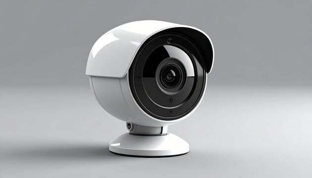 Surveillance Camera: A modern, sleek surveillance camera, designed for security and monitoring, is depicted in a high-angle shot, its lens capturing the essence of vigilance and protection.