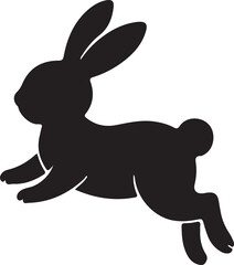 Obraz premium Cute bunny rabbit silhouette standing on two legs, playful and charming black outline illustration for Easter or kids design