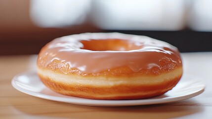 Glazed donut on a plate