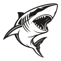 Fototapeta premium a-shark-head-vector-logo--fierce-expression-with-o.eps