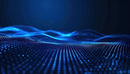 Obraz premium Digital Waveform: A captivating abstract digital rendering showcases a luminous blue waveform, undulating in a mesmerizing dance of light and data.