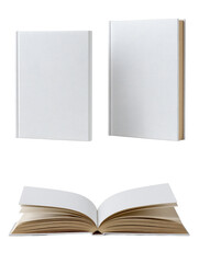 White Blank Book Mockup Closed Standing and Open Book for Design Presentations