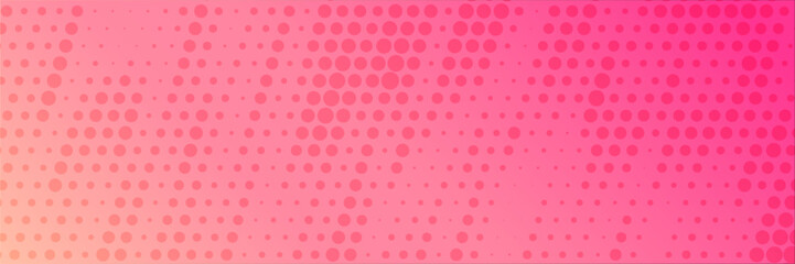 Pink orange polka dots gradient halftone background. Pop art cartoon dot texture with comic graphic design, Horizontal abstract pattern wall for cover digital technology.