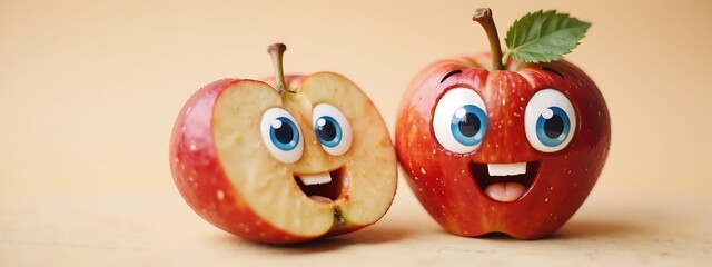 Smiling apple bisected