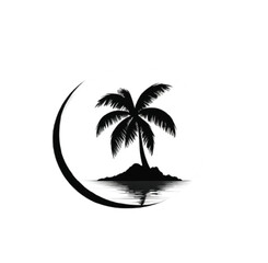 Island Coconut Tree Silhouette image with white background 