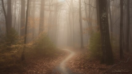 Fototapeta premium Foggy Forest Trail.