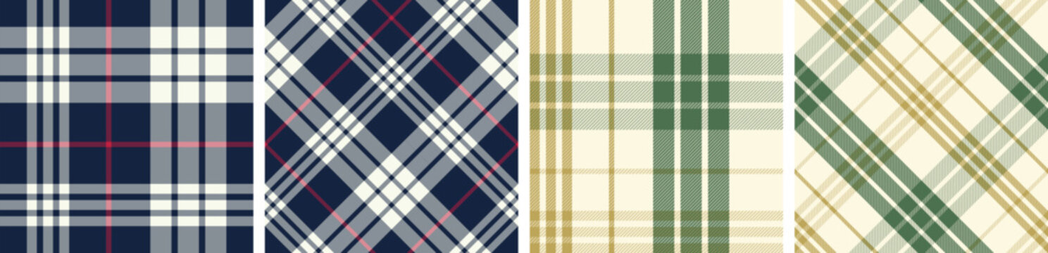 Burberry Plaid pattern set seamless tartan check plaid for skirt, tablecloth, blanket, duvet cover, or other modern fashion print.