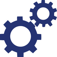 Vector gear icon illustration shows interlocking cogwheels on a white background, representing mechanical technology and teamwork in business and industry