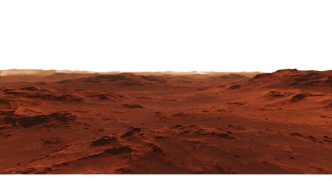 Stunning Martian Landscape Red Planet Surface Rocky Terrain Distant Mountains