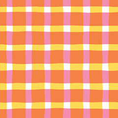 Check seamless pattern. Watercolor plaid texture, vector checkered summer print for shirts, tablecloths, clothes, bedding, blankets.