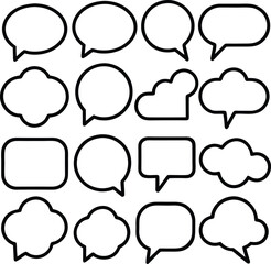 A vector set of comic speech bubbles provides icons for cartoon dialog and chat communication