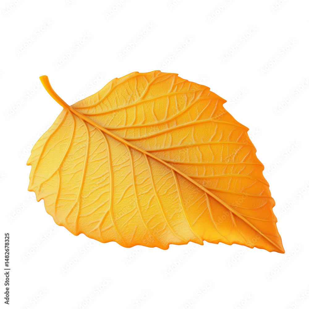 Poster Detailed golden autumnal leaf displaying intricate vein patterns isolated view
