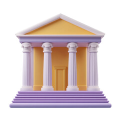 Fototapeta premium Whimsical Cartoon Rendering of a Building with Columns and Pastel Hues