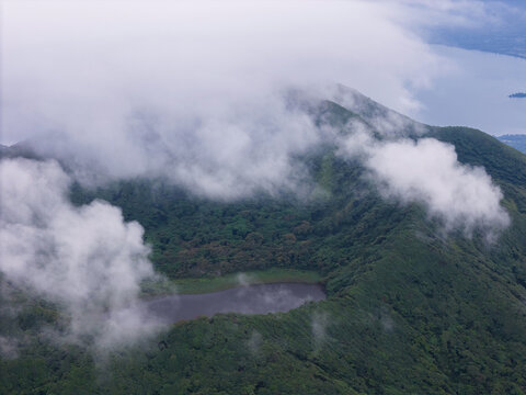 Fototapeta Volcano lake in crater in Maderas