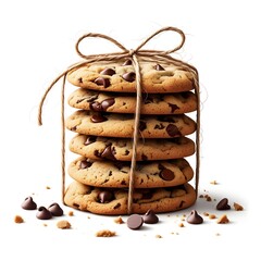 chocolate chip cookies isolated on white background