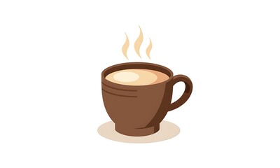 Obraz premium Steaming warm beverage in a rustic ceramic mug on wooden table