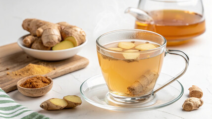 Red tea on white background with high quality resolution images