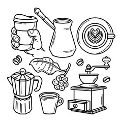 Collection of Hand Drawn Coffee Doodles