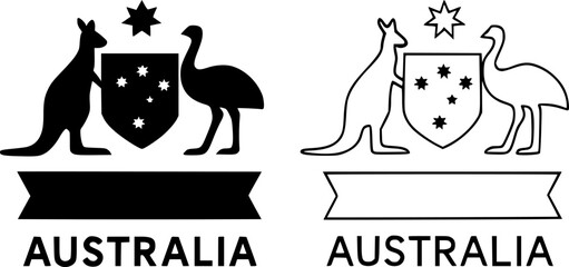 A national symbol of Australia - Black and White Vector Illustration