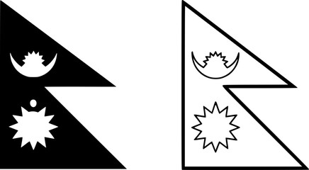 Obraz premium Vector illustration of the Nepal flag in black and white.