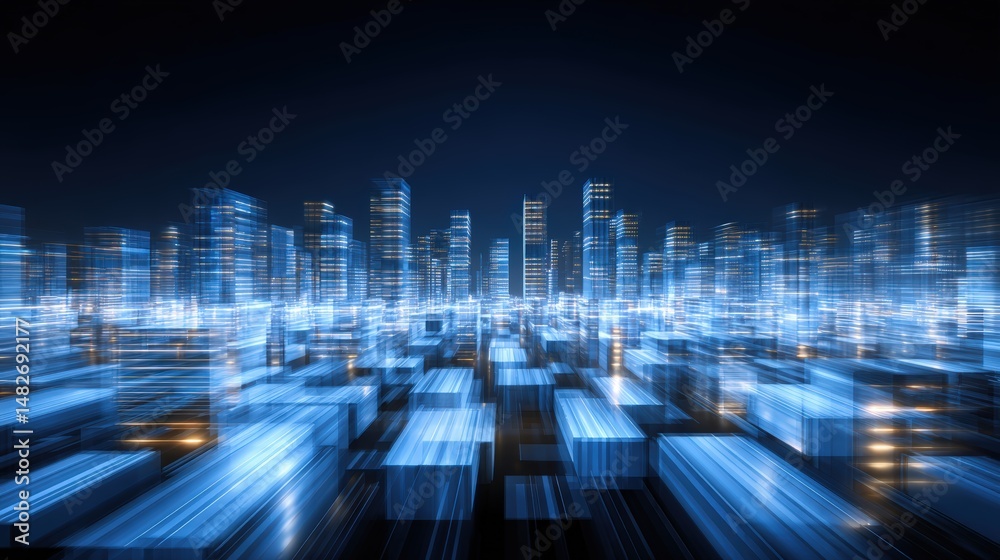 Poster abstract network grid with files and folders, futuristic software interface, digital document manage