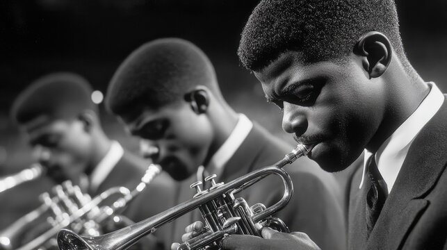Jazz musicians playing trumpets