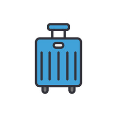 Blue Rolling Suitcase Icon With Rounded Edges For Travel Concepts