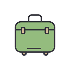 Isolated Illustration Of A Green Suitcase With A Handle And Wheels