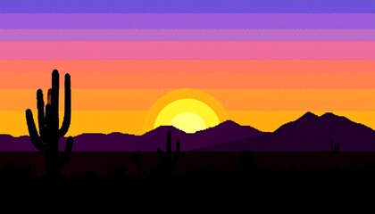 Sunset over the Desert Mountains: A Vibrant Arizona Landscape