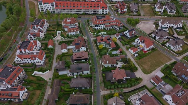 Top-Down Drone View of Exclusive Villas and Water in Knokke | FlyLens 4K