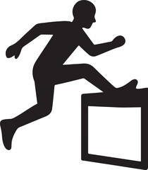 Silhouette vector of an obstacle course runner in action, ideal for fitness, endurance races, adventure sports, and military training themes.