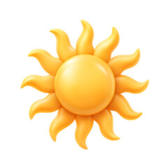 Cartoon Sun Icon 3D Render on Transparent Background