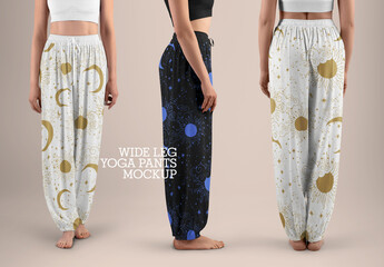 3 Wide Leg Pants Mockups for Yoga, Pilates and Fitness