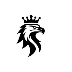Eagle head with crown emblem logo. elegant eagle head with crown logo.