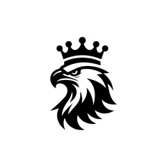 Eagle head with crown emblem logo. elegant eagle head with crown logo.