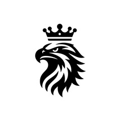 Eagle head with crown emblem logo. elegant eagle head with crown logo.