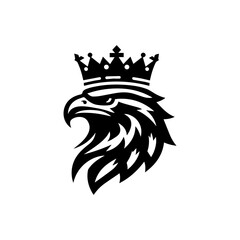 Eagle head with crown emblem logo. elegant eagle head with crown logo.