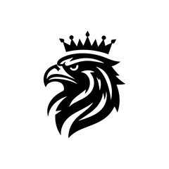 Eagle head with crown emblem logo. elegant eagle head with crown logo.