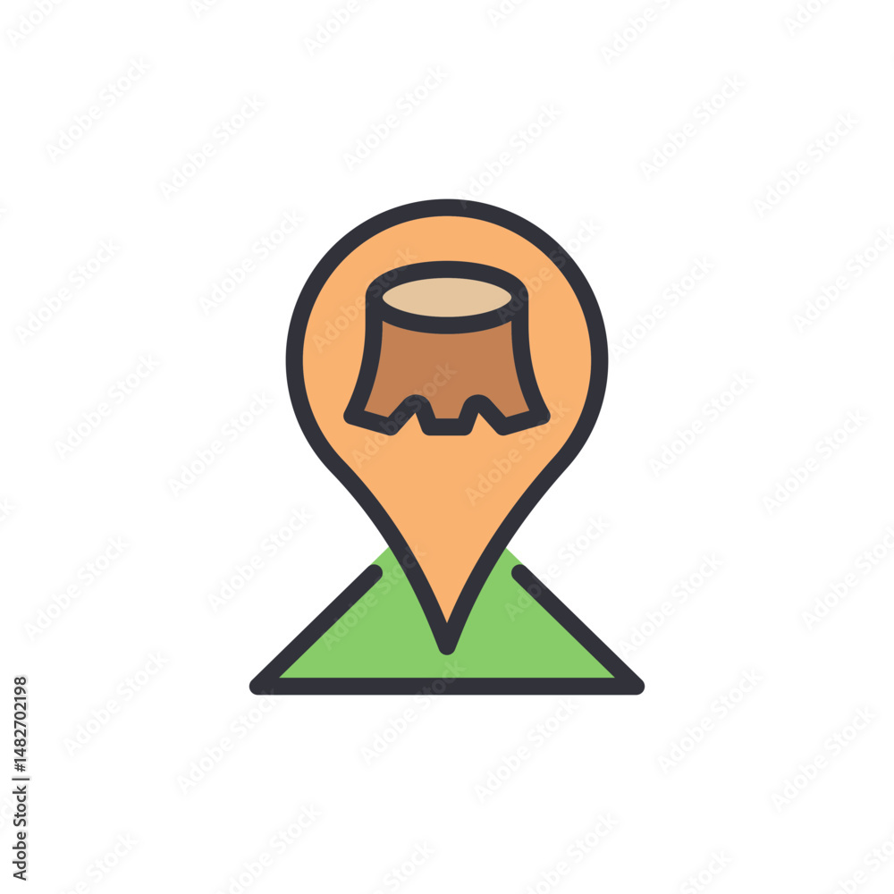 Poster vector illustration of a tree stump inside a location pointer icon