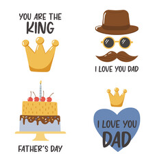 Father day elements collection. Design for posters, banner, greeting cards, stickers