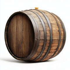 wooden vintage oak wine barrel isolated on white background
