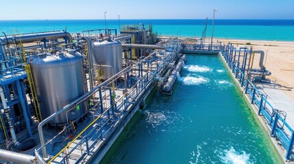 Coastal desalination plant ocean to fresh water technology